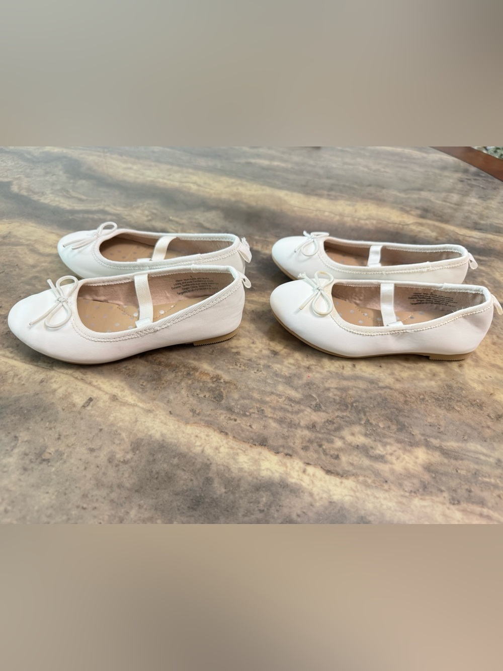 2 Pairs Cat & Jack White Ballet Flats Girls Size 9 – Excellent Used Condition - Picture 3 of 7